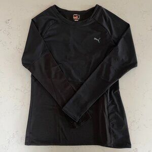 Puma LS Scoop Nk Running Workout Athletic Poly Tech Performance Top Black Sz M